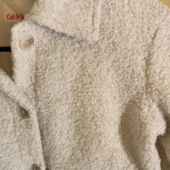 Cat & Jack NWOT Girls' Faux Shearling Cream Sparkle Jacket Size M (8) - Picture 2 of 6